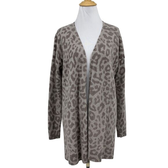 Saks Fifth Avenue Sweater Women S Small Animal Cashmere Open Front Long Sleeve - Picture 1 of 11